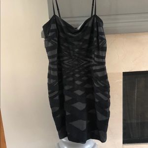 robert rodriguez stripe mesh and jersey dress